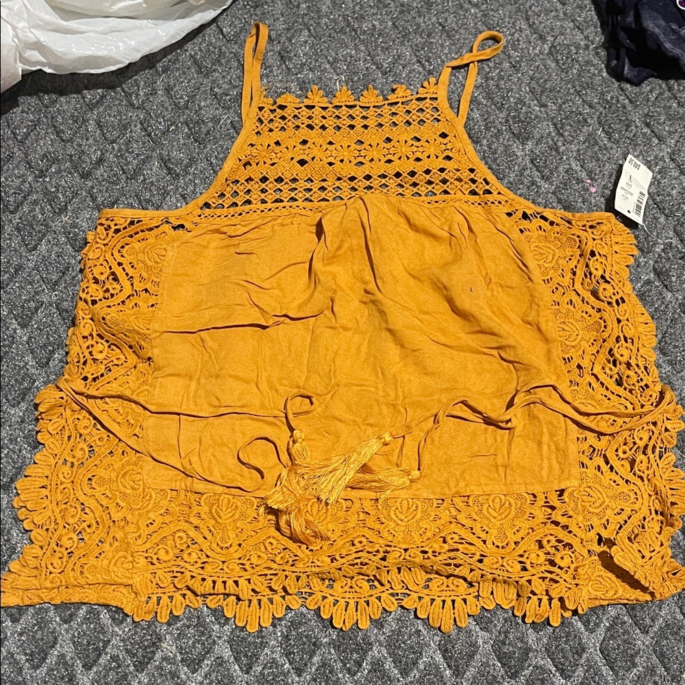 Aeropostale Mustard Lace Blouse